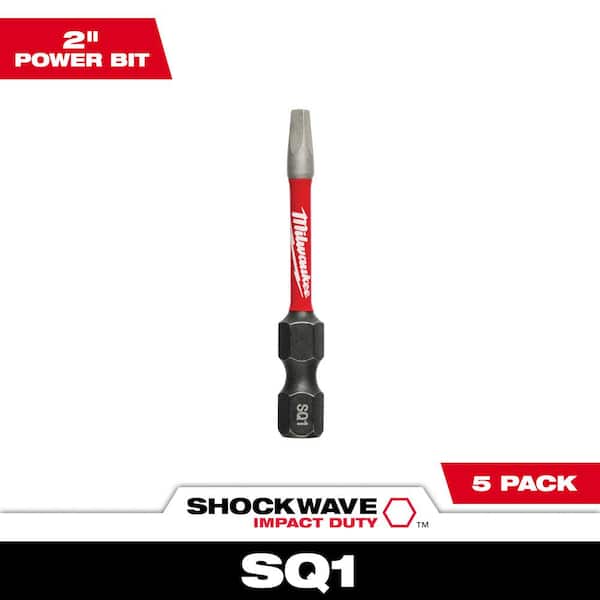 Milwaukee SHOCKWAVE Impact Duty 2 in. Square #1 Alloy Steel Screw Driver Bit (5-Pack)