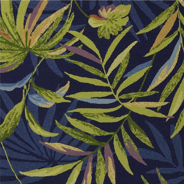 Charlie 5 X 7 ft. Ink Blue Floral Indoor/Outdoor Area Rug