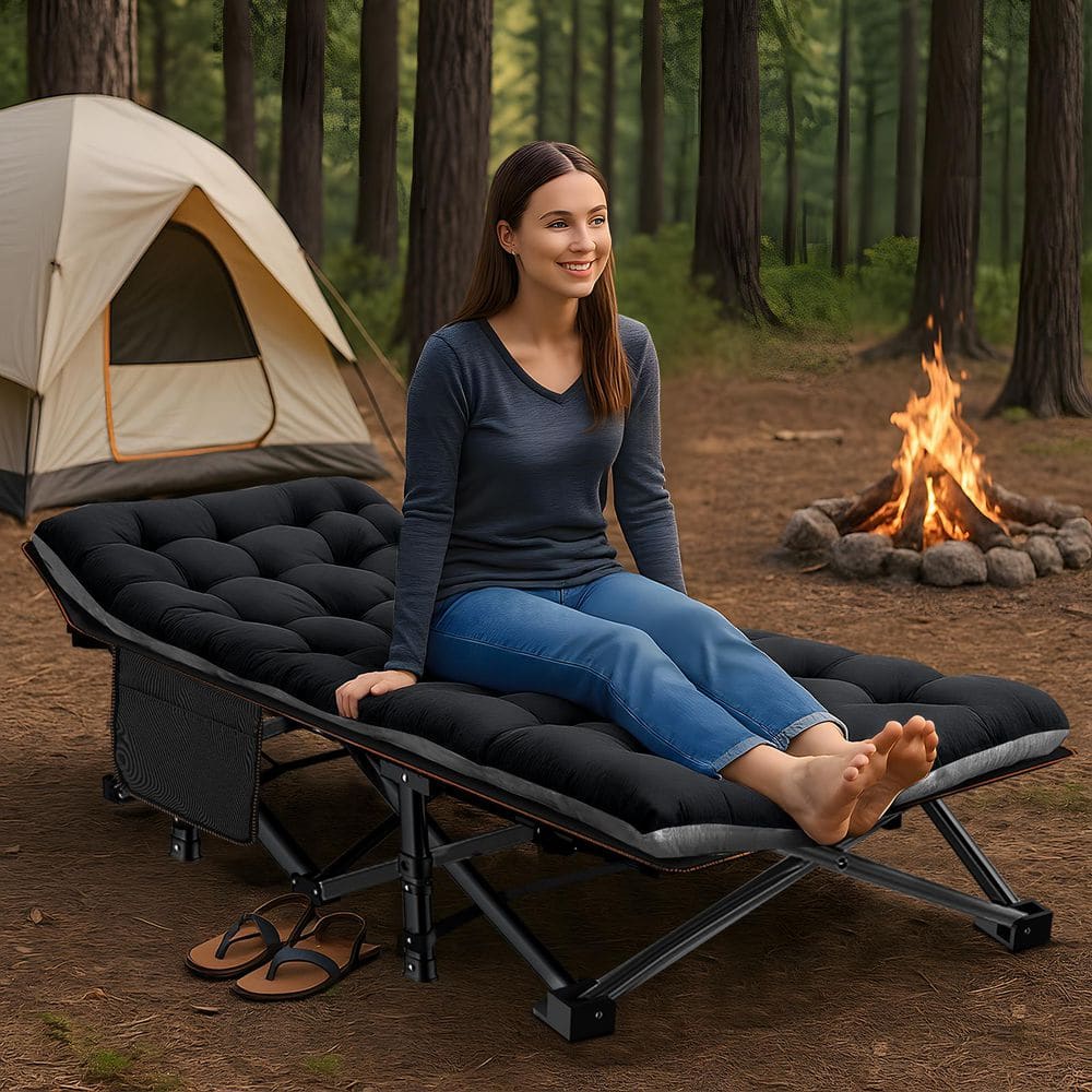 芸能人愛用アイテム特集 BOZTIY Folding Camping Cots 75 in. x 28 in. Double Layer アウトドア寝具