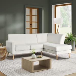 Sienna 83.5 in. Polyester L Shaped Sectional Sofa in Cream