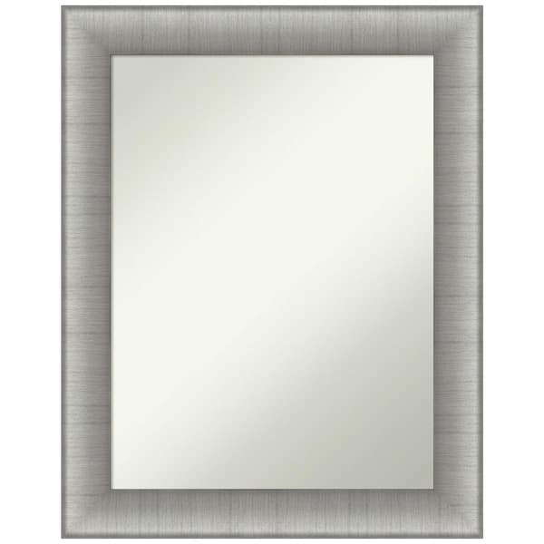 Amanti Art Elegant Brushed Pewter 22.75 in. H x 28.75 in. W Framed Non-Beveled Wall Mirror in Silver