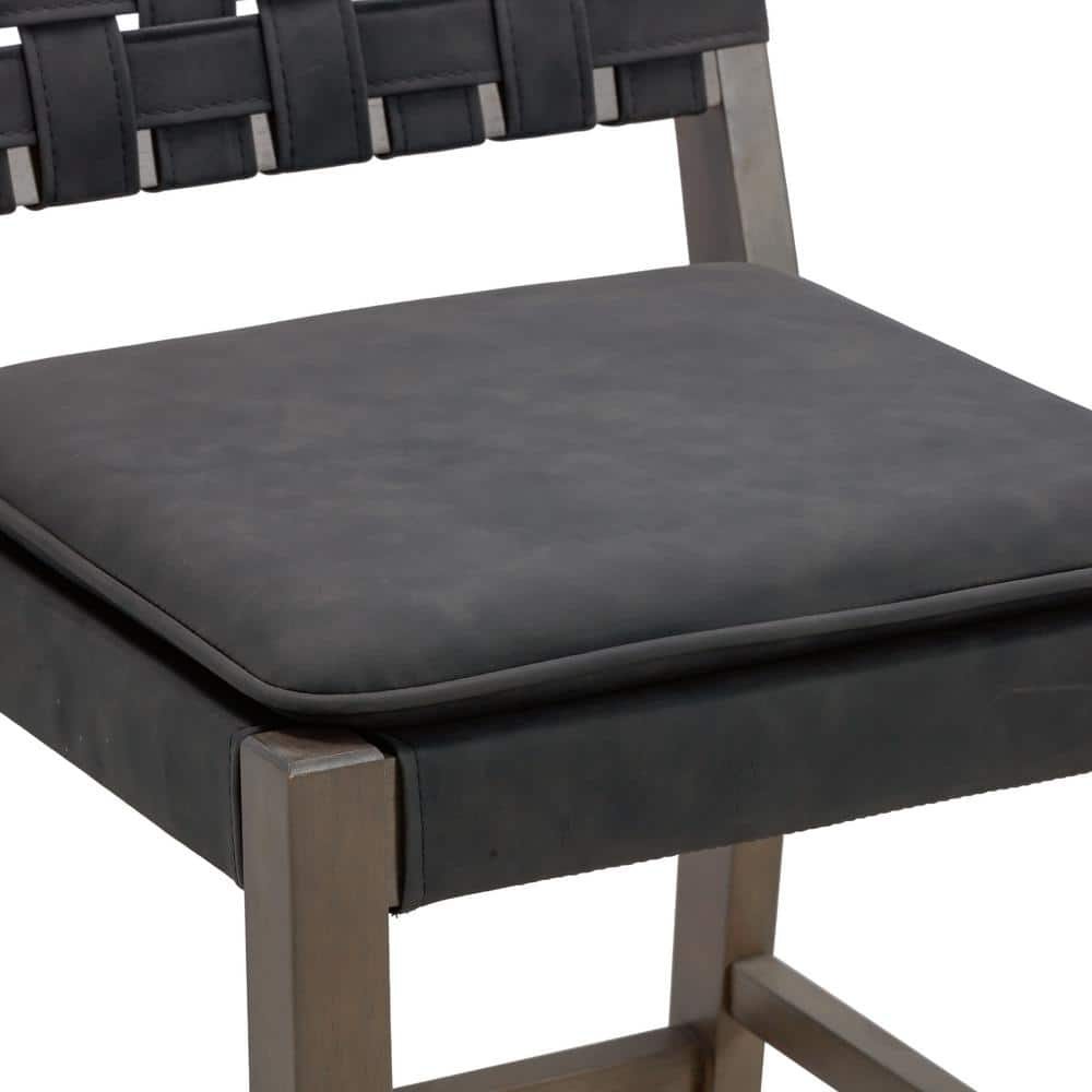 Cohen Black Faux Leather and Wood Bar Stool