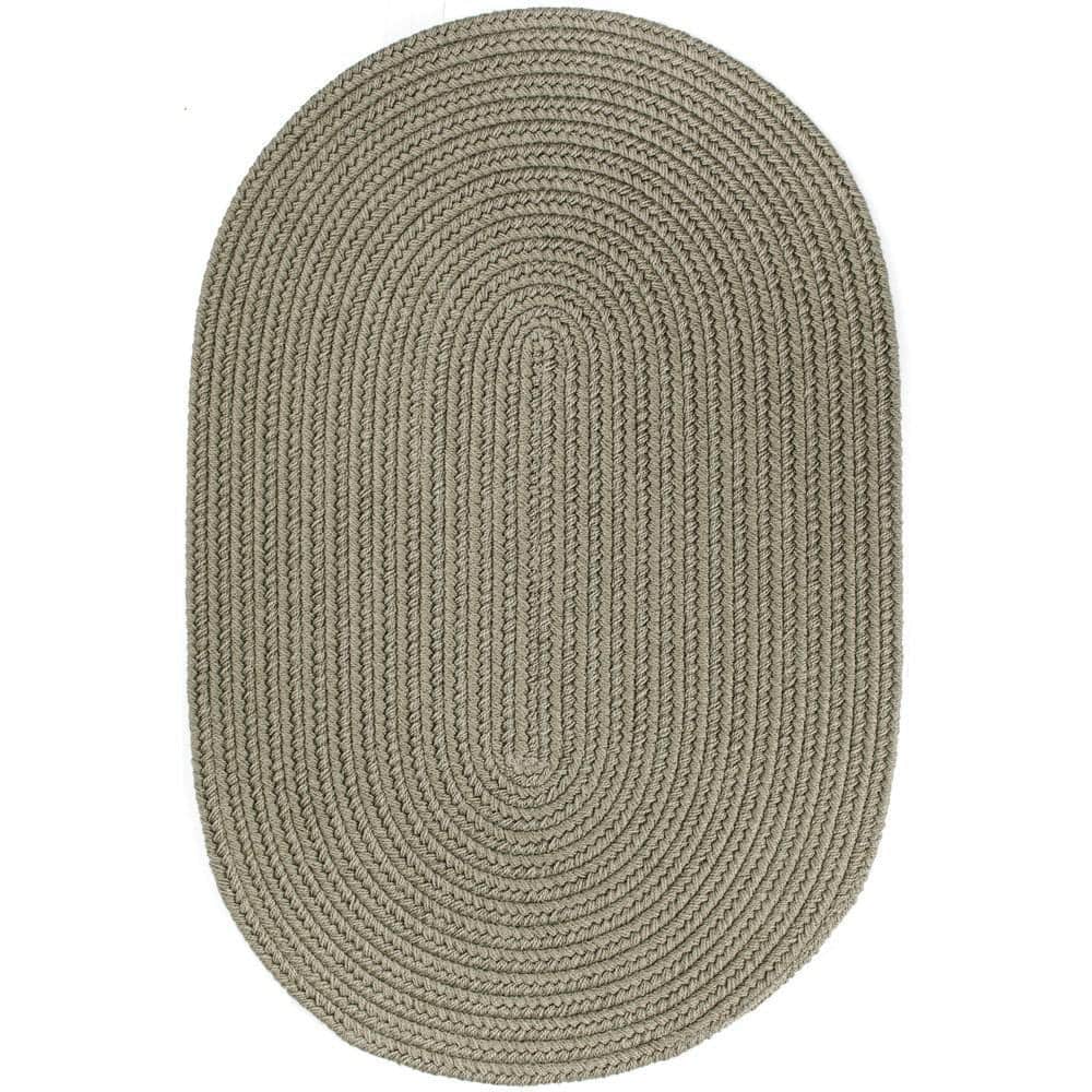 Texturized Solid Moss Green Poly 2 ft. x 4 ft. Oval Braided Area