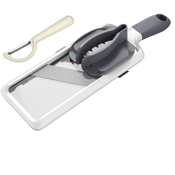 Stainless Steel Handheld Mandoline Slicer with Adjustable Blade, Non-Slip Grip, Safety Features, Set of 2