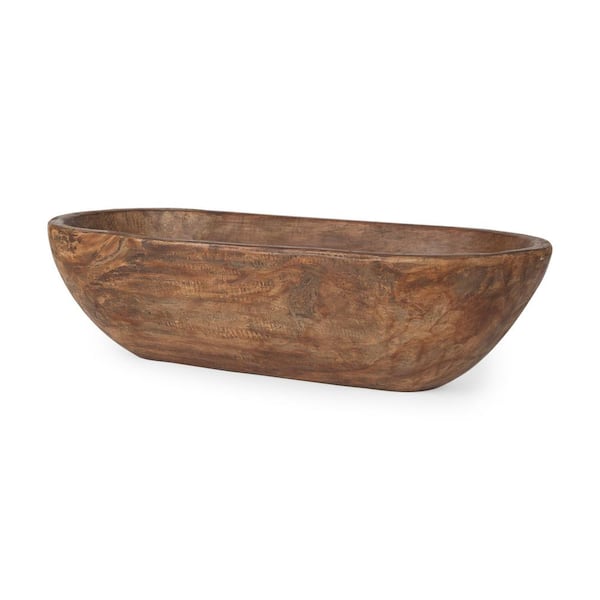 Mercana Athena Extra Large Oblong Medium Brown Reclaimed Wood Bowl