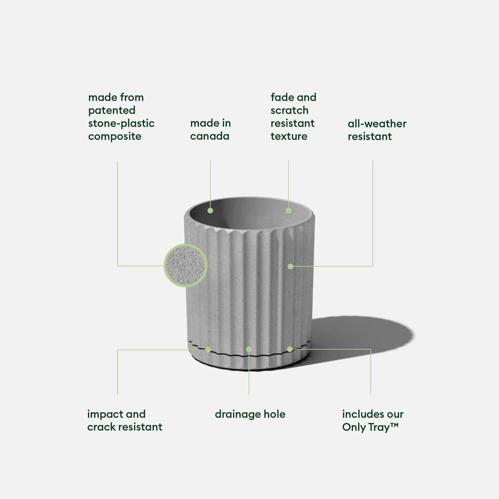 Demi 6" Gray Plastic-Stone Round Planter