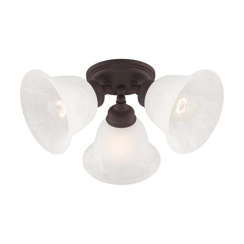 Elegant Essex Bronze 3-Light Ceiling Mount with Alabaster Glass