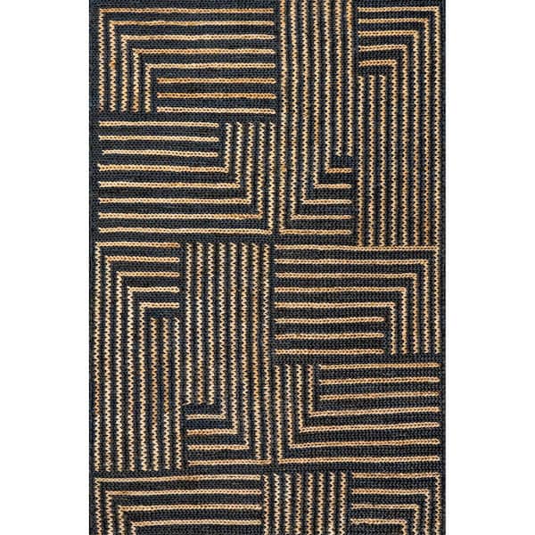 Grassland Handwoven Jute Black 8 ft. x 10 ft. Modern Area Rug