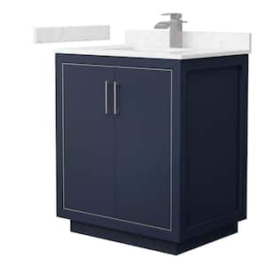 Icon 30 in. W x 22 in. D x 35 in. H Single Bath Vanity in Dark Blue with Carrara Cultured Marble Top