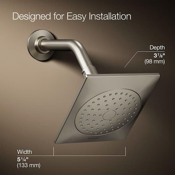 KOHLER Loure 1-Spray Patterns 6. 3125 in. Rain Wall Mount Fixed Shower Head in Vibrant Brushed Nickel