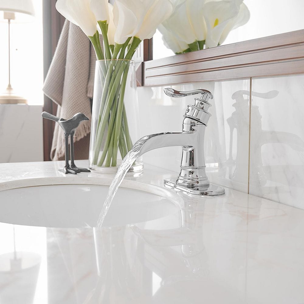 Polished Chrome Single-Handle Waterfall Bathroom Faucet