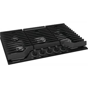 Gallery 30 in. Gas Cooktop in Black with 5-Burner Elements, including Quick Boil and Simmer Burner