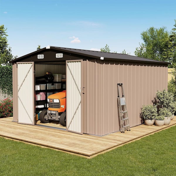 Sizzim Outdoor 9 ft. W x 12 ft. D Tool Shed Metal Storage Shed