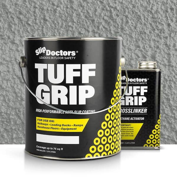 SLIP DOCTORS Tuff Grip Extreme 1 gal. Light Gray Semi Gloss Urethane Anti-Slip Exterior/Interior Patio Concrete Sealer