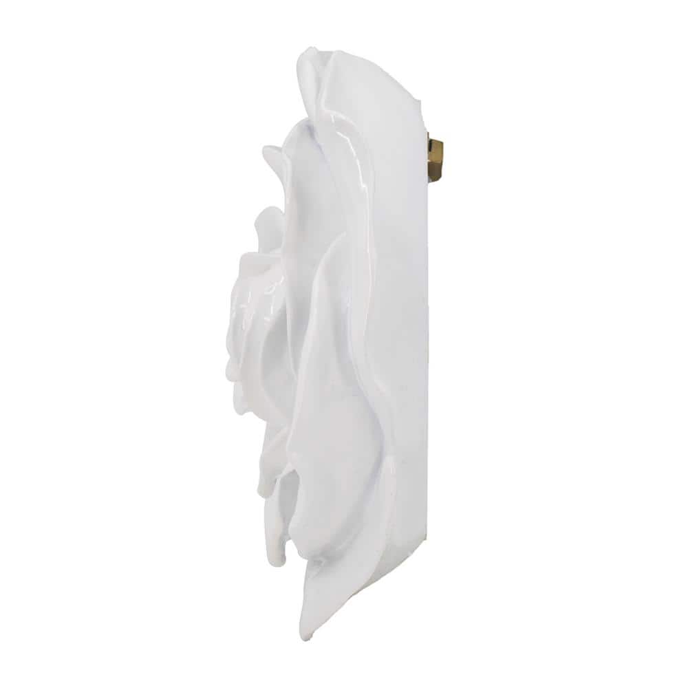White Resin Floral Rose Wall Accents, Set of 2