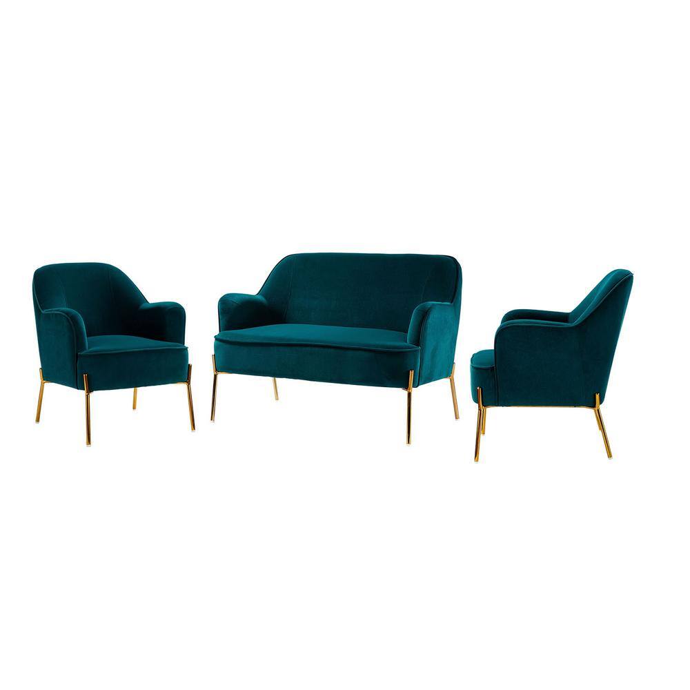 JAYDEN CREATION Alita 3-Piece Teal Living Room Set SF0127+6154A-S2-TEAL -  The Home Depot