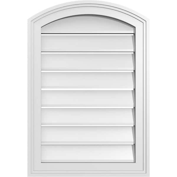 Ekena Millwork 18" x 24" Arch Top Surface Mount PVC Gable Vent: Non-Functional with Brickmould Frame