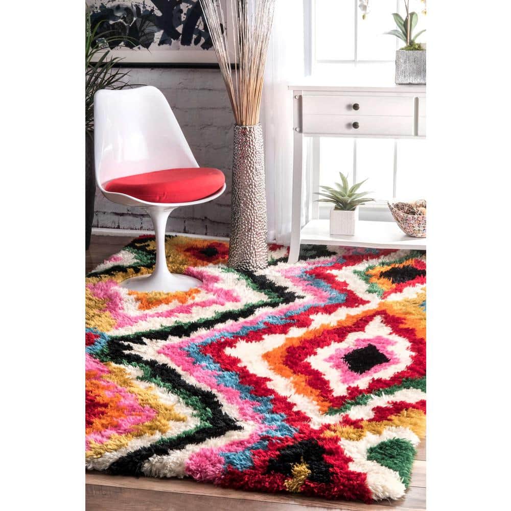 Carnival Abbey Multicolor Abstract Shag Area Rug, 7.6' x 9.6'