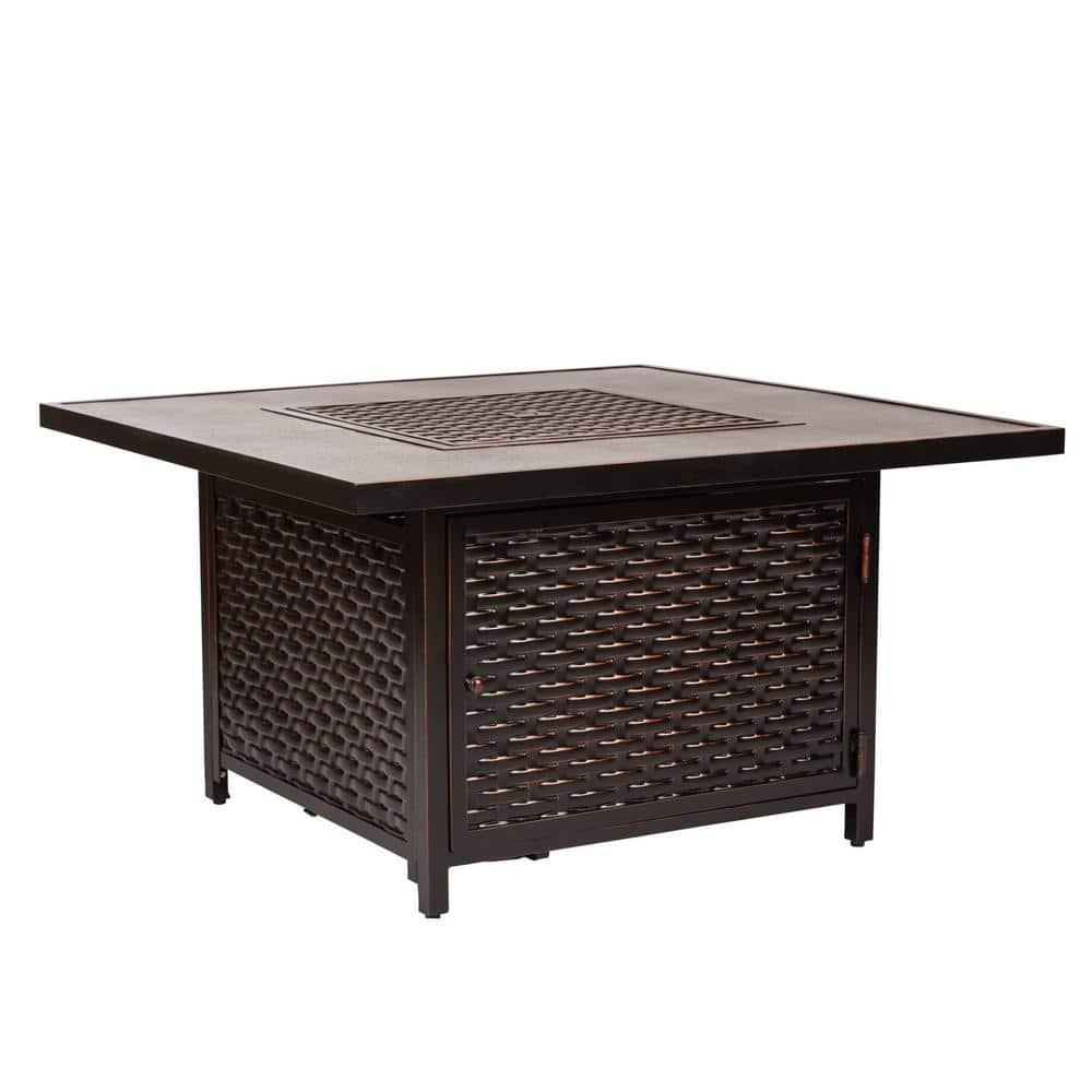 Fire Sense Baker 42 in. x 24 in. Square Aluminum LPG Fire Pit Table in Antique Bronze