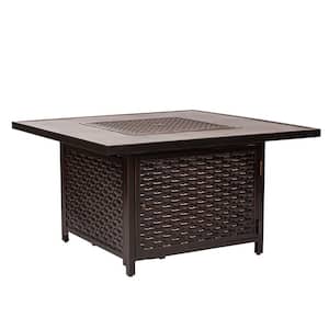 Baker 42 in. x 24 in. Square Aluminum LPG Fire Pit Table in Antique Bronze