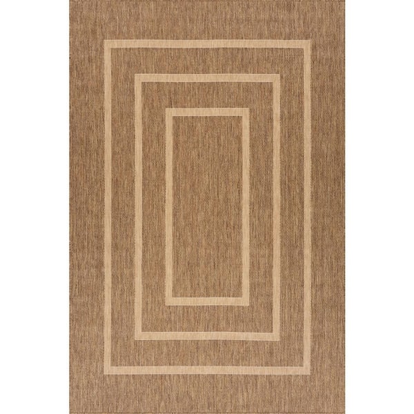Arissea Bordered Brown 5 ft. x 8 ft. Outdoor Area Rug