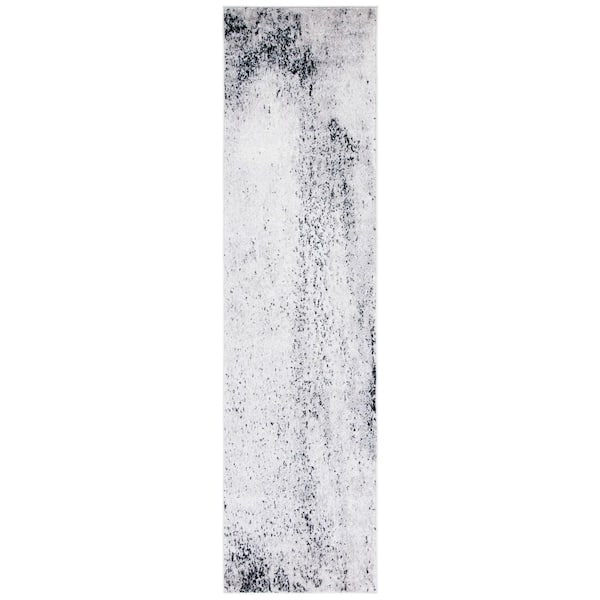 Skyler 2 ft. x 8 ft. Silver/Black Distressed Overdyed Runner Rug