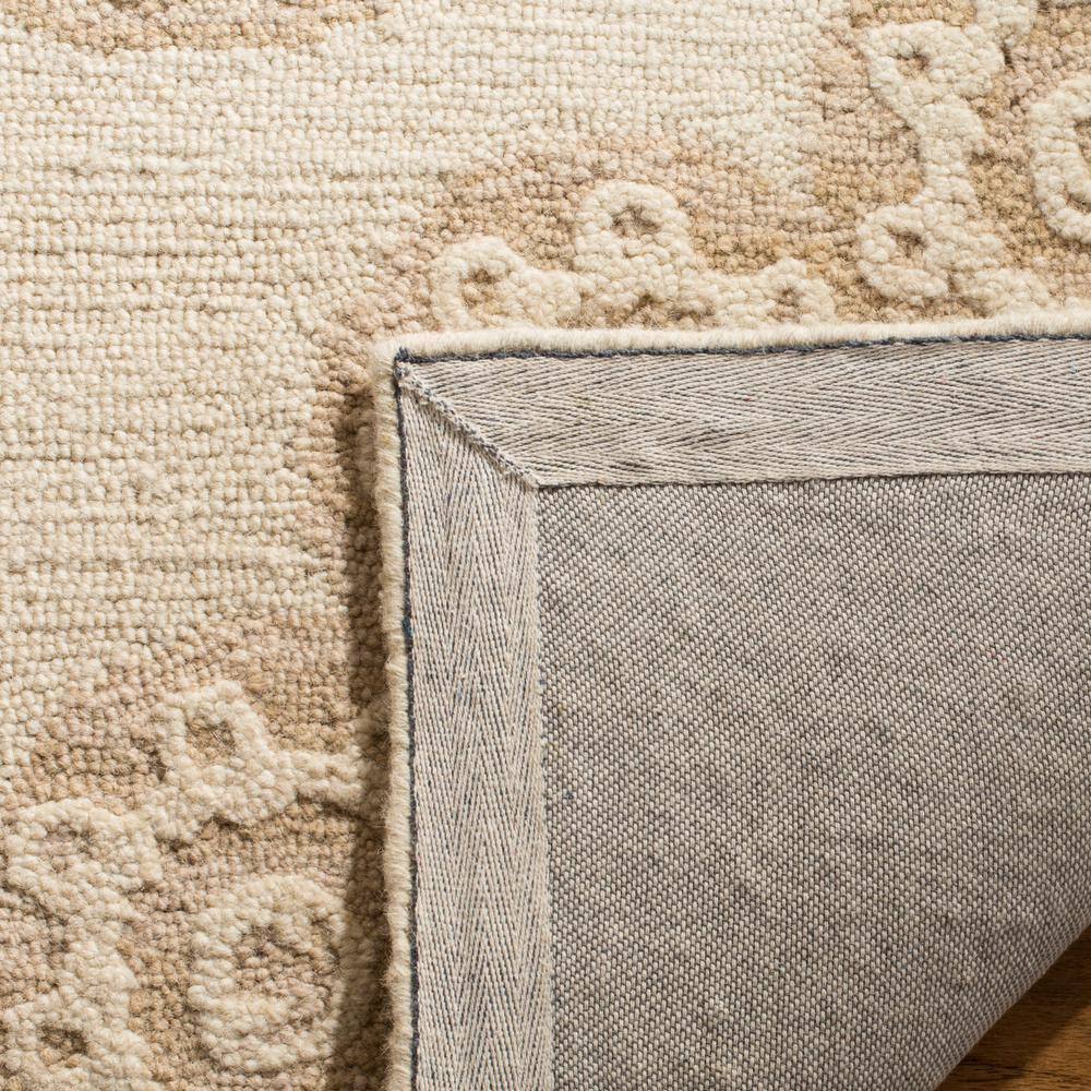 Ivory Floral Tufted Square Wool Handmade Area Rug 62"
