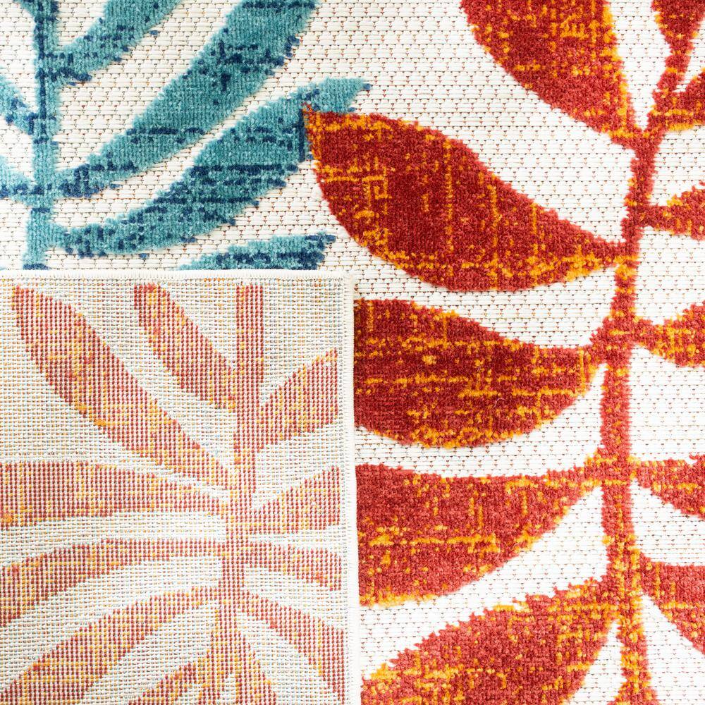 Red Floral 8' x 10' Synthetic Non-slip Area Rug