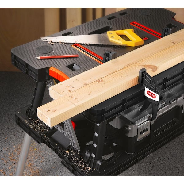 Keter - 21.65 in. x 33.46 in. 33.7 in. Folding Work Table with Adjustable Legs