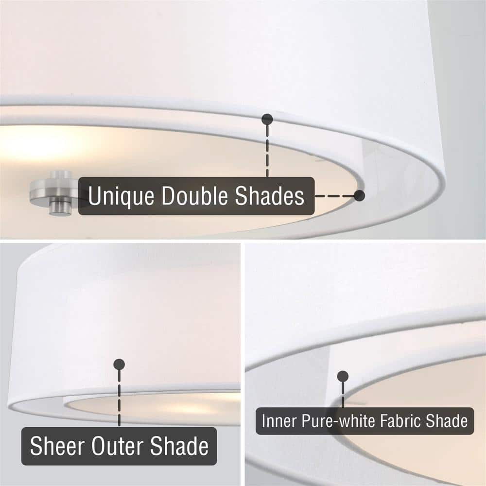 Elegant Brushed Nickel Double Drum Chandelier with Adjustable Height