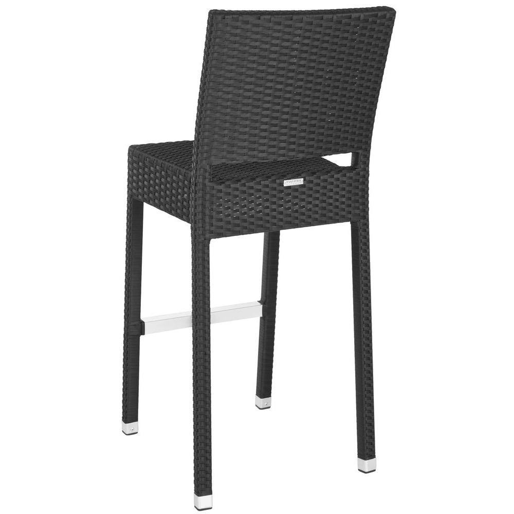 Bethel Black Wicker and Aluminum Bar Stool