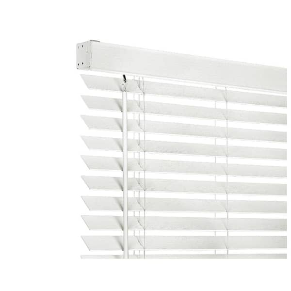 GII Madera Falsa White Cordless Room Darkening Faux Wood Blind with 2 in. Slats 25 in. W x 64 in. L