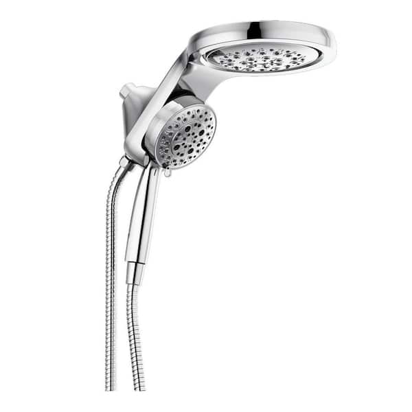 Delta Hydrorain Two In One 5 Spray 6 In Dual Wall Mount Fixed And Handheld H2okinetic Shower Head In Chrome 25 The Home Depot