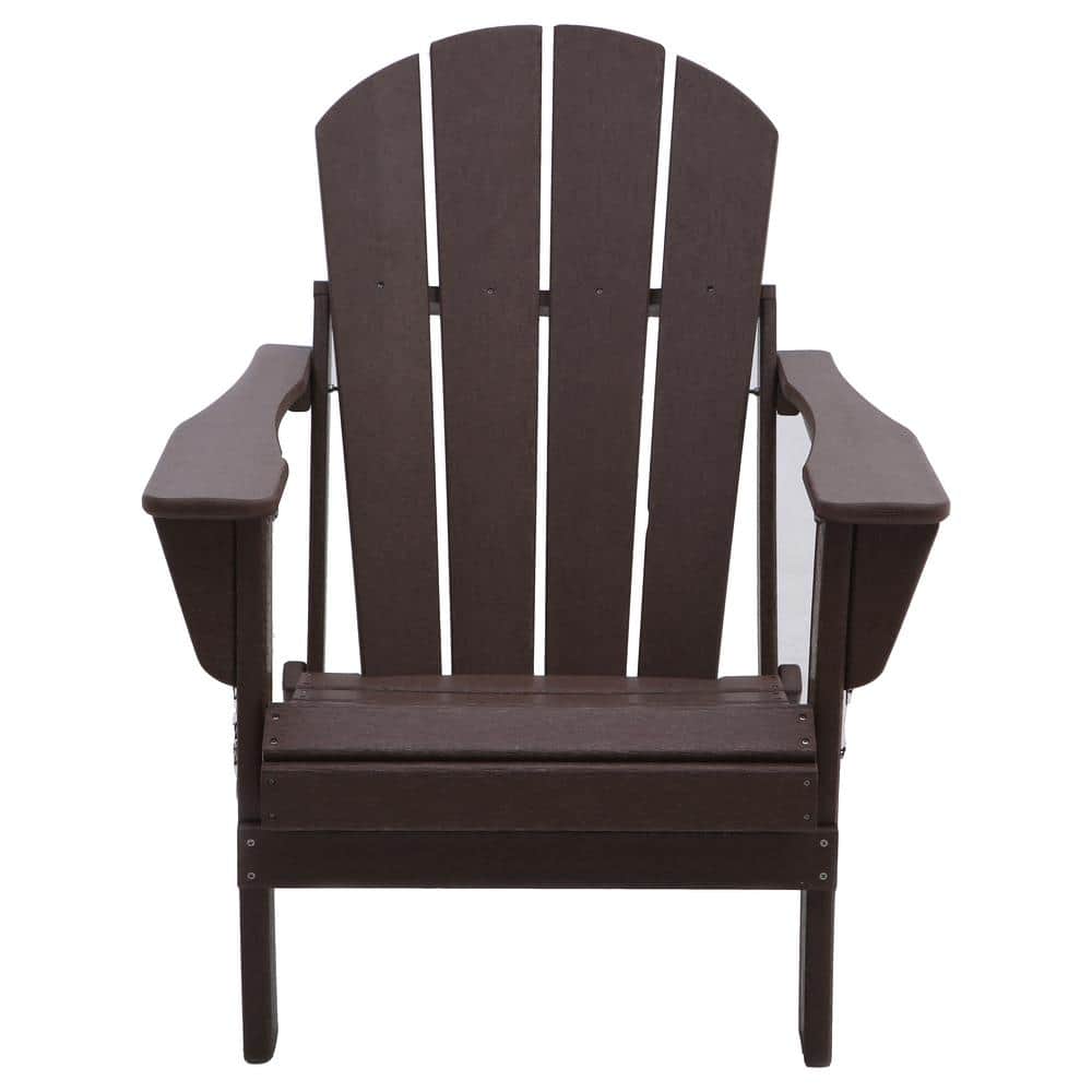 Classic Brown Solid All-Weather Folding Plastic Adirondack Chair