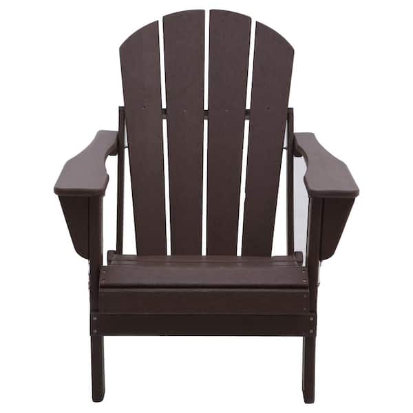 Unbranded Classic Brown Solid All-Weather Folding Plastic Adirondack Chair
