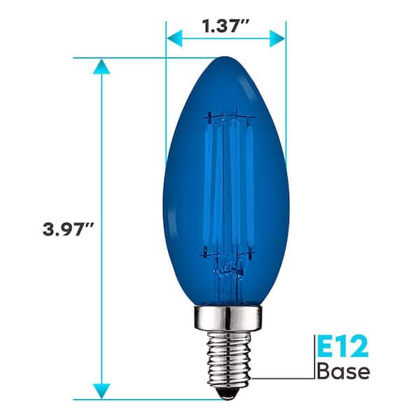 E12 Candelabra C7 Blue LED Bulbs – 2.6W 64-3014SMD Silicone 110V/220V (Single Or 10-Pack)