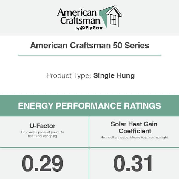 American Craftsman 35.375 in. x 47.25 in. 50 Series White Single