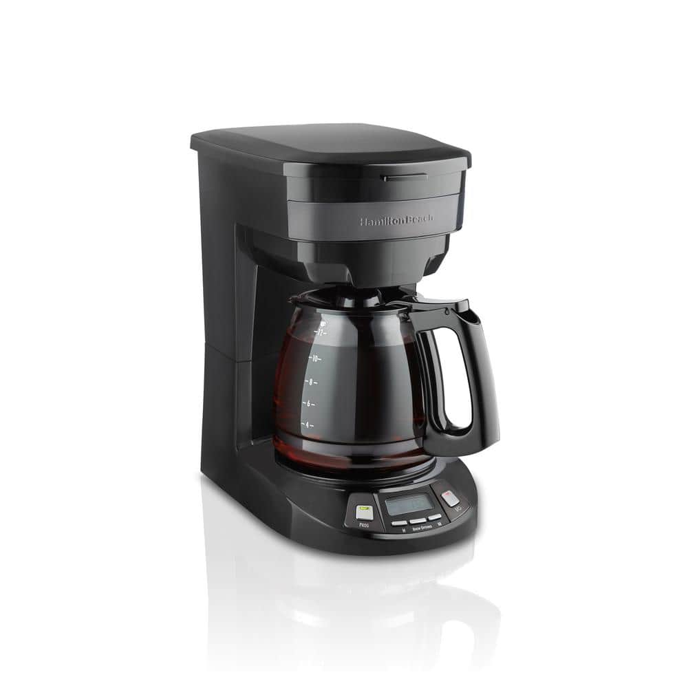 12-Cup Black Stainless Steel Programmable Drip Coffee Maker