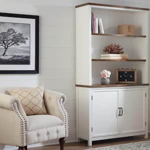 Appleton White and Haze Finish Wood Bookcase with Concealed Storage (39 in. W x 72 in. H)