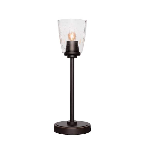 Unbranded Quincy 16.5 in. Dark Granite Accent Lamp with White Muslin Glass Shade