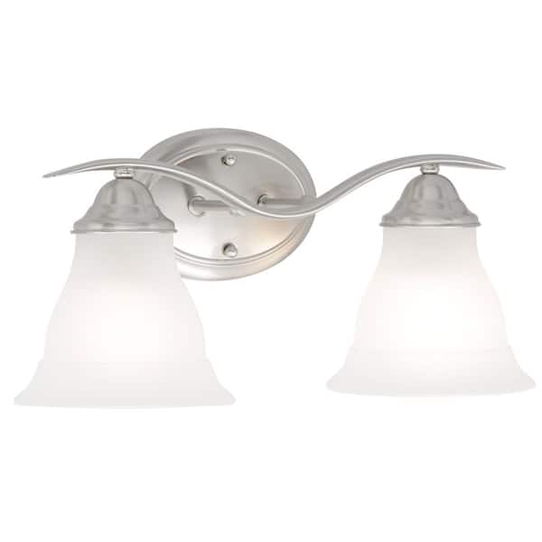 Progress Lighting Trinity 17.25-in 2-Light Brushed Nickel Transitional Vanity Light P3191-09 At