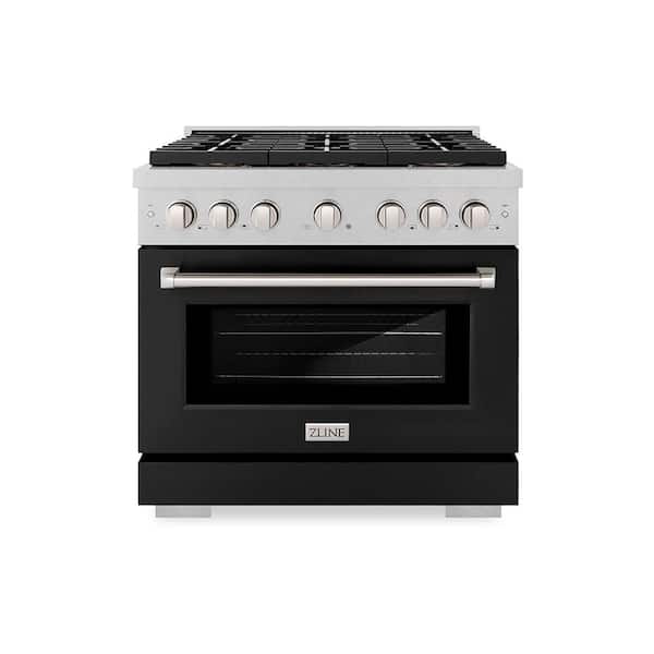 36 in. 5.2 cu. ft. Paramount Dual Fuel Range with 6 Burner DuoPro Cooktop in Satin Stainless Steel with Black Matte