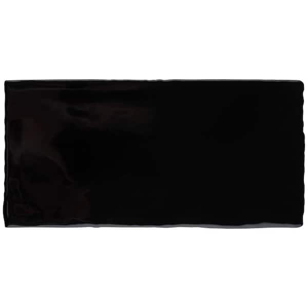 Merola Tile Castillo Black 3 in. x 6 in. Ceramic Wall Tile (5.72 sq. ft. /Case)