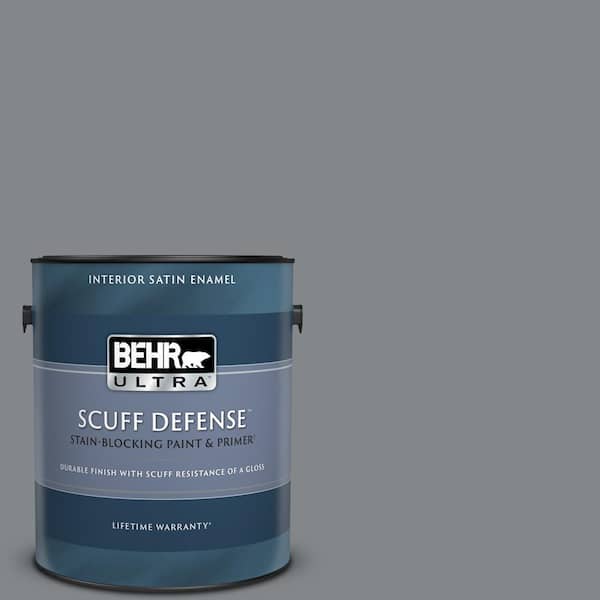 BEHR ULTRA 1 gal. #N500-5 Magnetic Gray color Extra Durable Satin Enamel Interior Paint & Primer