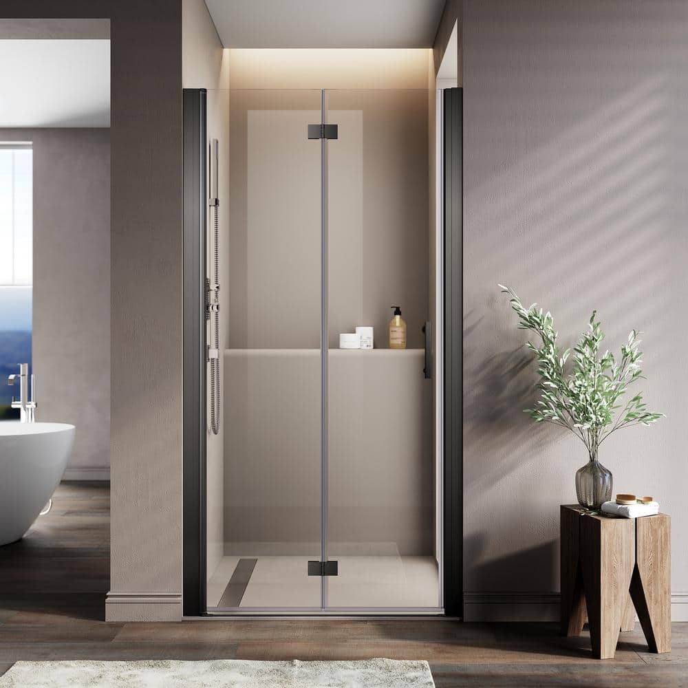 34 in. W x 72 in. H Bi-Fold Glass Shower Door with 1/4 in. Tempered Clear G