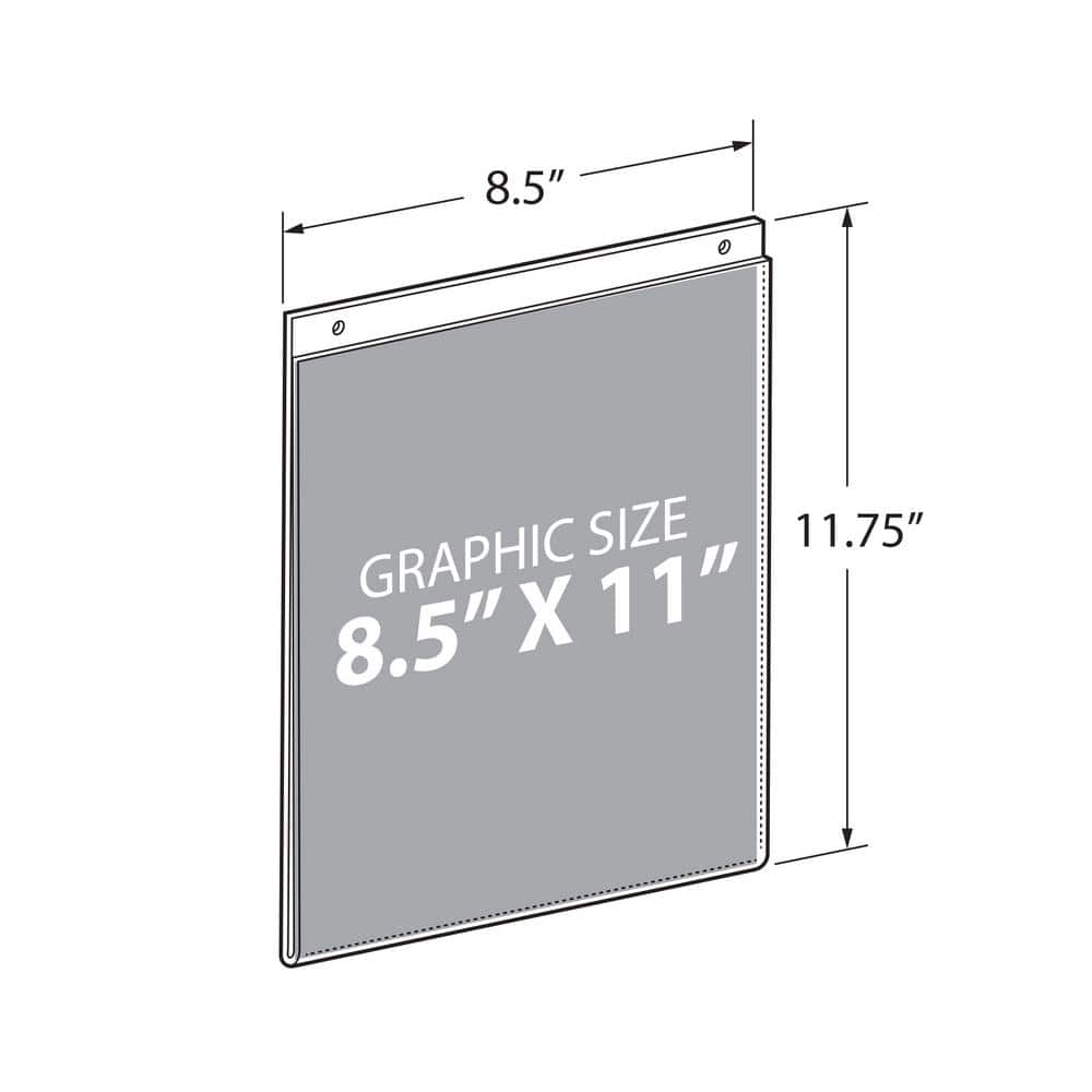 Clear Acrylic Wall Hanging Sign Holder Frame 8.5" x 11" Vertical 10-Pack