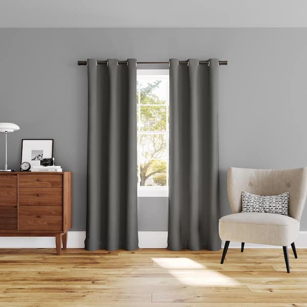 Sun Zero Dickenson Grey Polyester 37 in. W x 84 in. L Grommet 100
