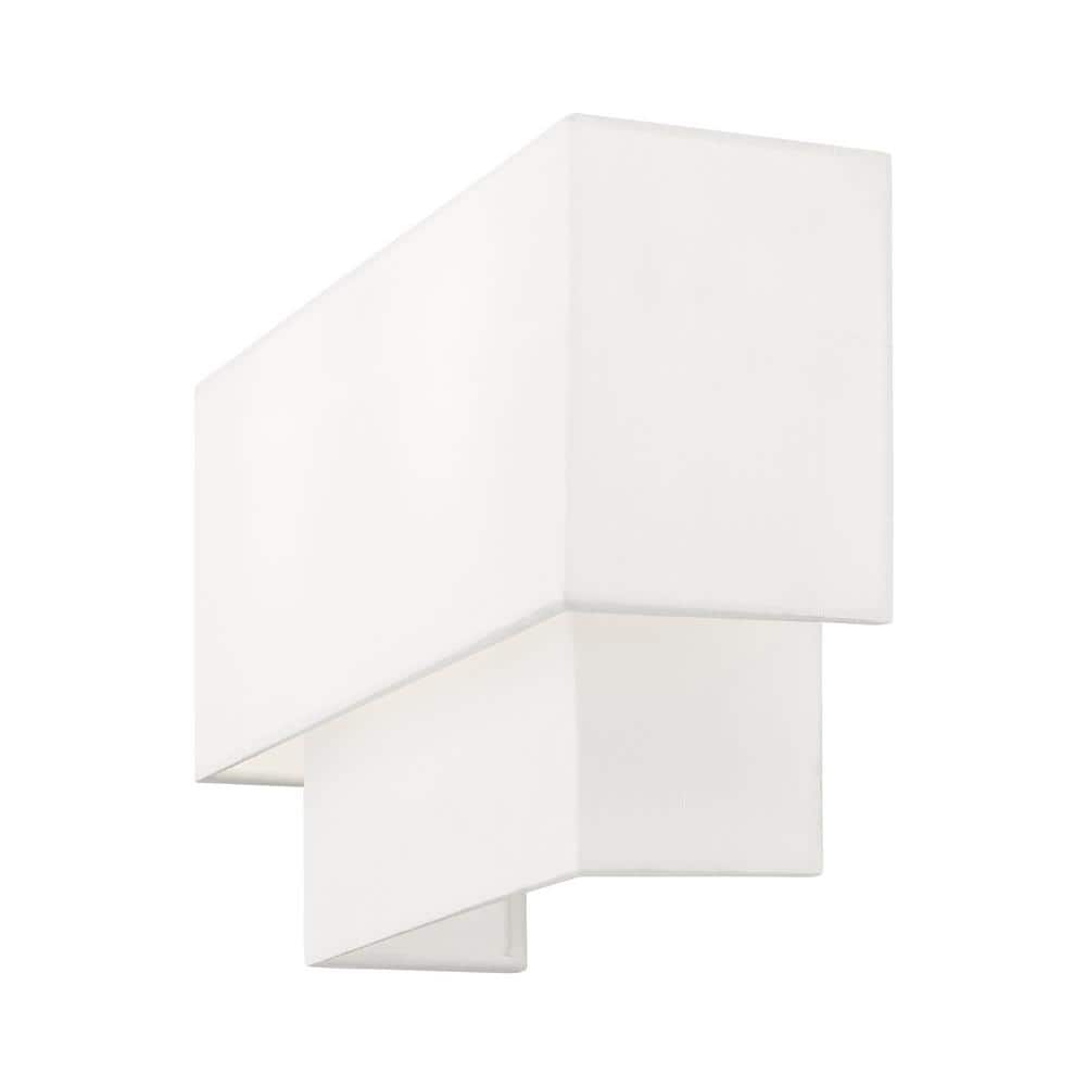 Swaney Brushed Nickel 2-Light Dimmable Fabric Shade Sconce