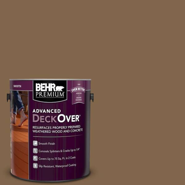 BEHR Premium Advanced DeckOver 1 gal. #SC-109 Wrangler Brown Smooth Solid Color Exterior Wood and Concrete Coating