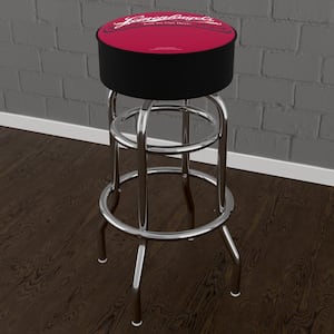 Leinenkugel's Logo 31 in. Red Backless Metal Bar Stool with Vinyl Seat